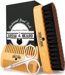 Beard Brush for Men & Beard Comb Set w/ Mustache Scissors Grooming Kit, Natural Boar Bristle Brush, Dual Action Wood Comb, and Travel Bag Great for Christmas Gift Beard Brush for Men & Beard Comb Set w/ Mustache Scissors Grooming Kit, Natural Boar Bristle Brush, Dual Action Wood Comb, and Travel Bag Great for Christmas Gift